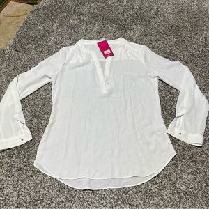 Candie’s Blouse Top Womens Medium Sheer Polyester Long Sleeve V Neck  Pullover